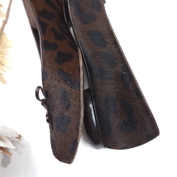 Salvatore Ferragamo Brown Black Leopard Fur Loafer Flats Sz 8½B - Picture 11 of 16
